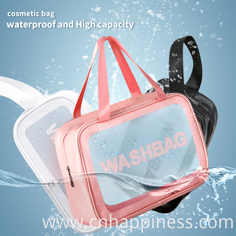 2022 Custom Logo Travel Beach Trendy Women Clear Transparent Cosmetic Makeup Bags Kit Portable Hanging Toiletry Pouch Bag Men